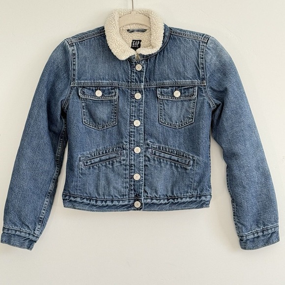 GAP Kids Trucker Denim Jacket XXL Medium Wash‎ Unisex School Warm - Picture 1 of 7